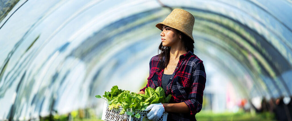 woman working in a greenhouse