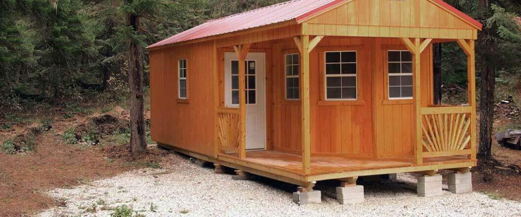 A new tiny home sitting on some fresh property in the wilderness 